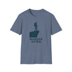 "Wander Often" Hiker on Cliff T-Shirt