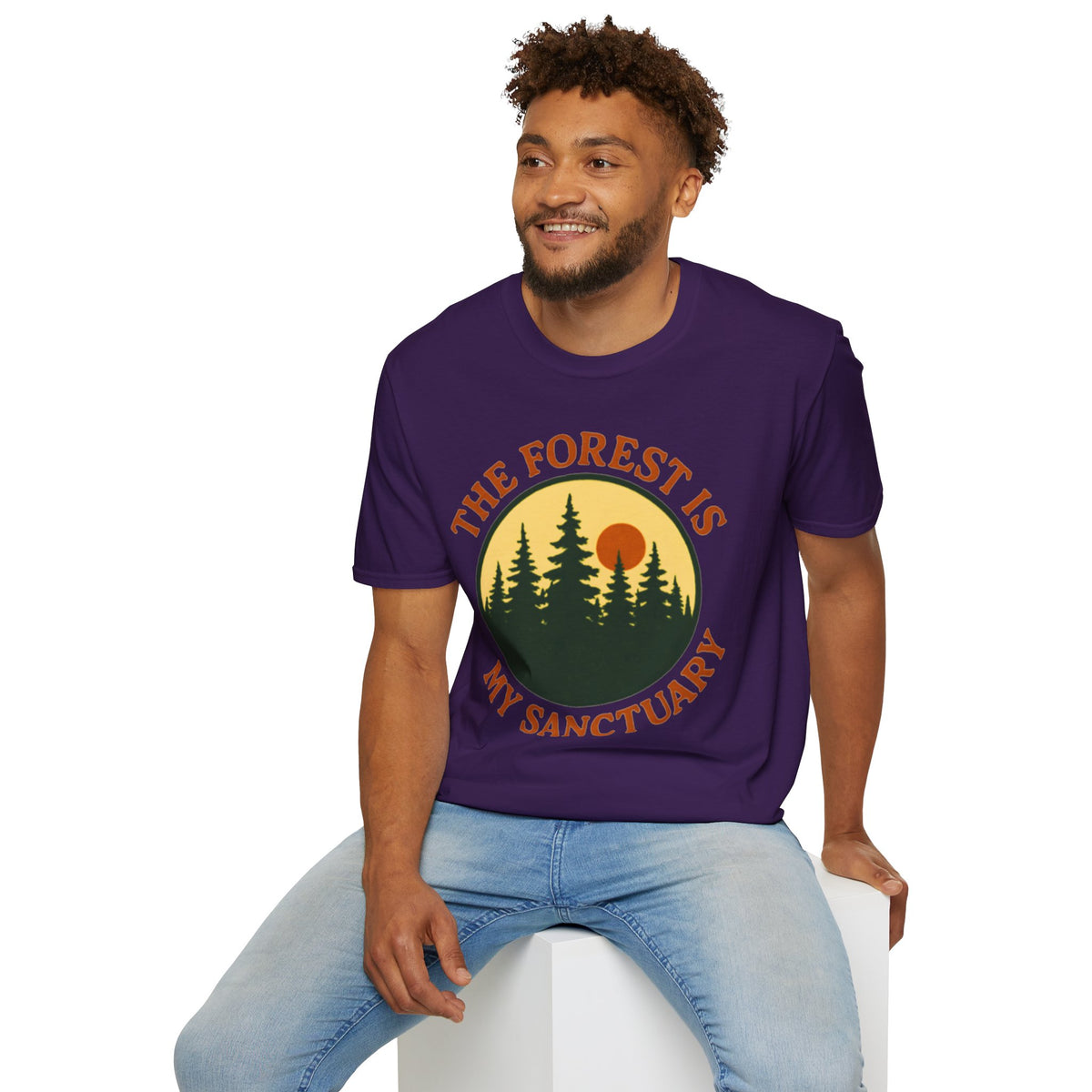 "The Forest Is My Sanctuary" Pines Sunset Graphic Tee Shirt