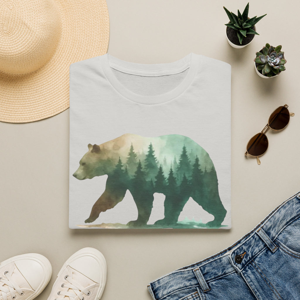 Forest Bear T-Shirt — Watercolor Woodland Bear Graphic Tee Shirt