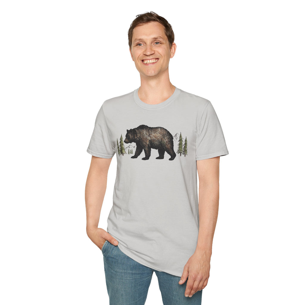 Bear & Forest T‑Shirt - Rustic Woodland Graphic Tee