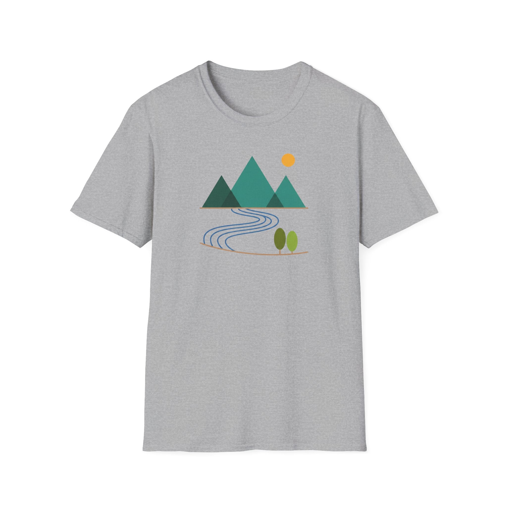 Minimal Mountain River T-Shirt — Nature Graphic Tee