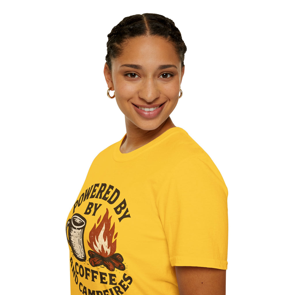 Powered By Coffee And Campfires Vintage Camping T-Shirt
