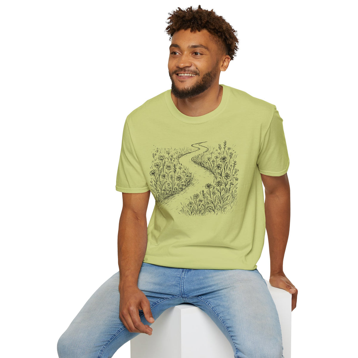 Winding Path Through The Meadow Floral T-Shirt