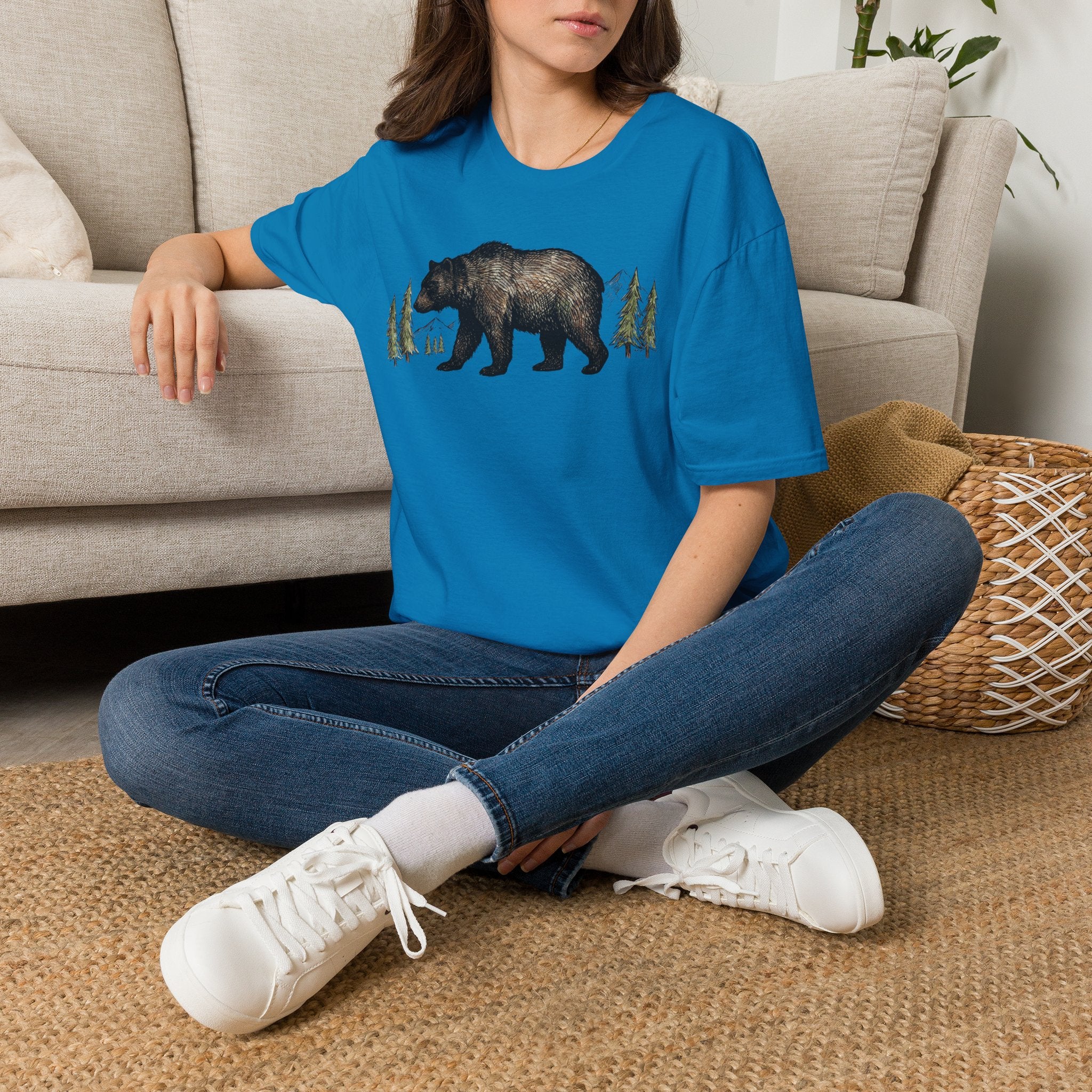 Bear & Forest T‑Shirt - Rustic Woodland Graphic Tee