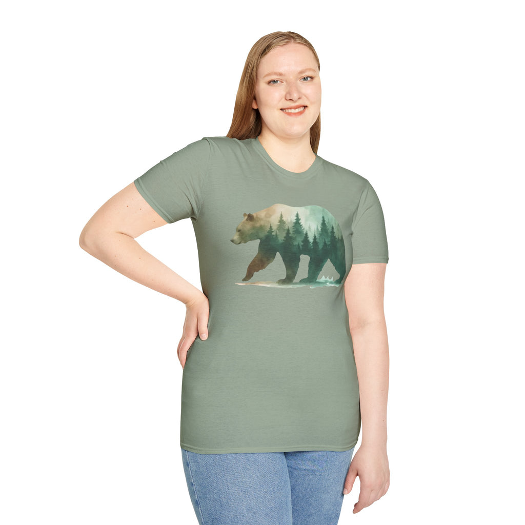 Forest Bear T-Shirt — Watercolor Woodland Bear Graphic Tee Shirt