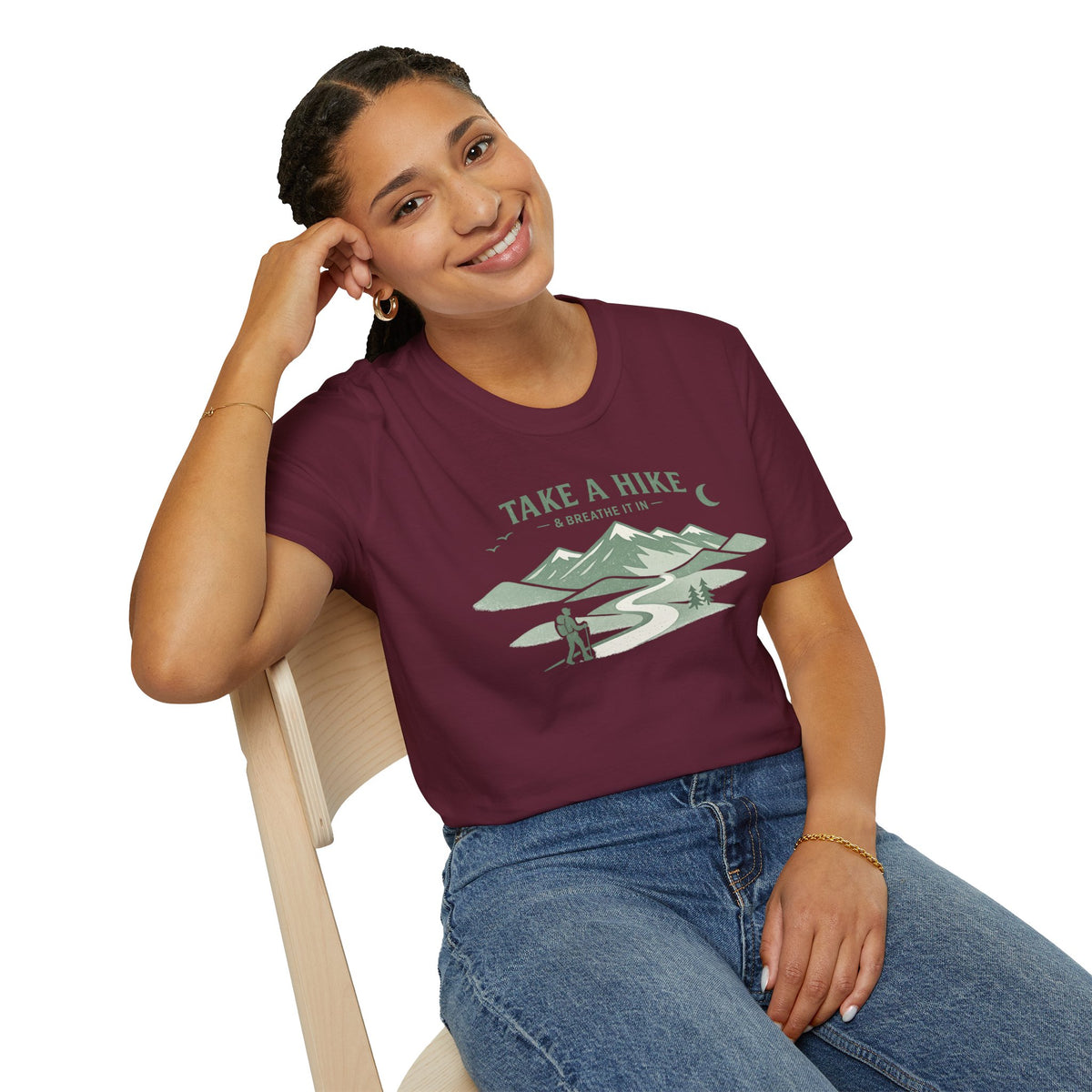 "Take A Hike & Breathe It In" Outdoor Hiking Graphic Tee
