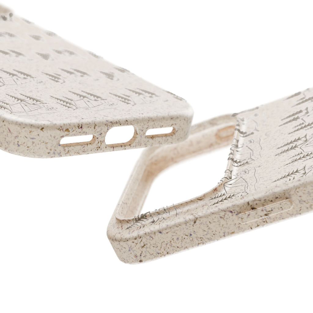 Biodegradable Phone Case — Eco-Friendly Forest Sketch Pattern