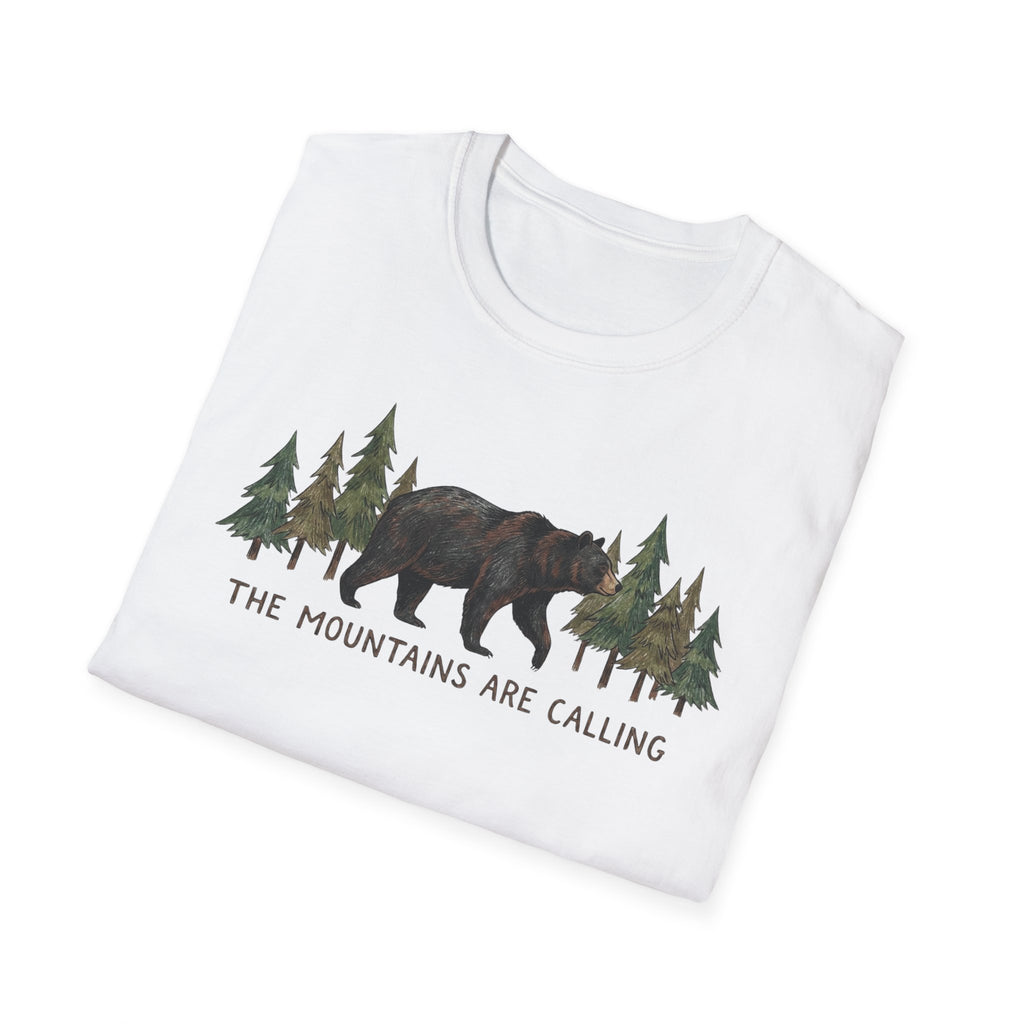"The Mountains Are Calling" Bear and Pines T-Shirt — Outdoor Graphic Tee