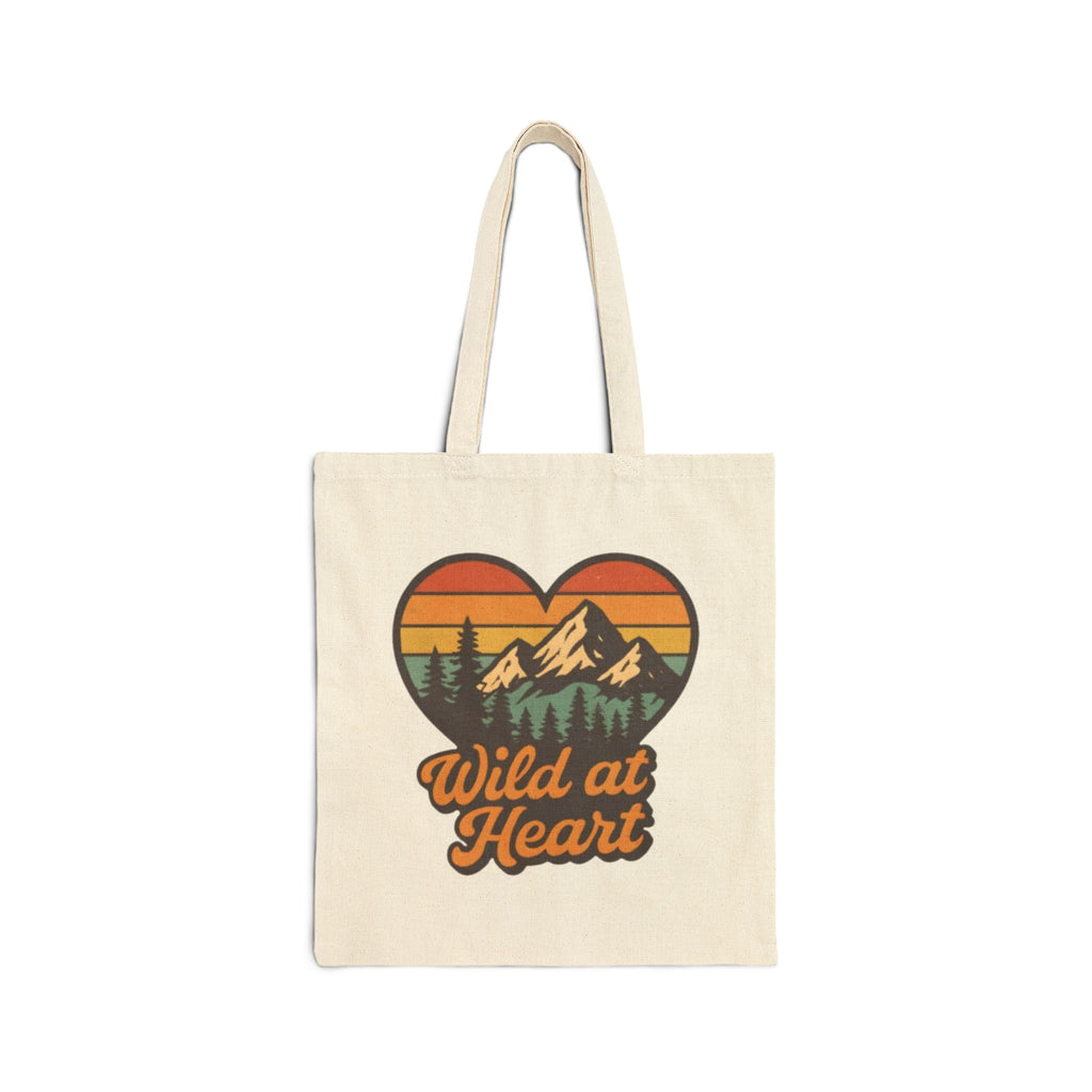 Wild at Heart Canvas Tote — Retro Mountain Heart Eco Shopper