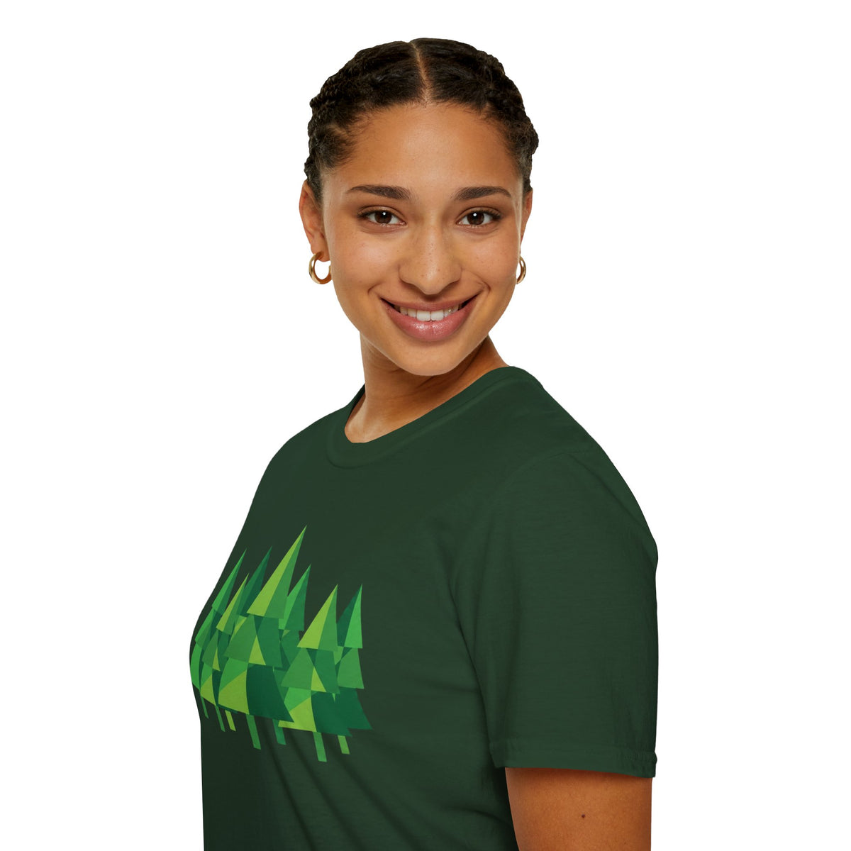 Forest Graphic T-Shirt — Minimal Green Pine Trees Tee