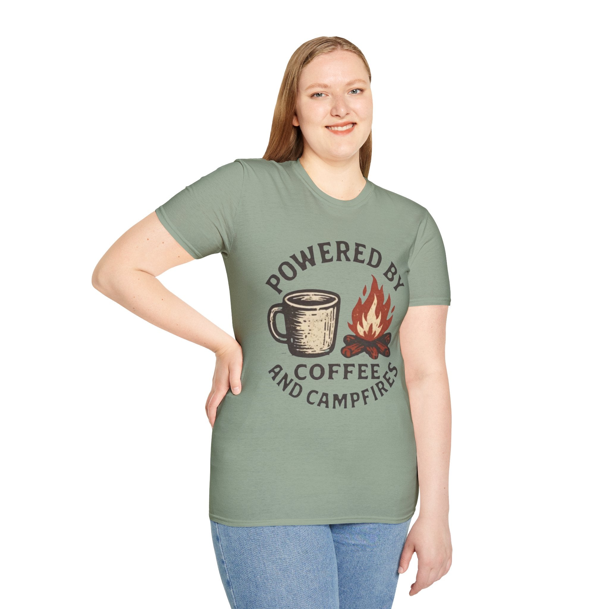 Powered By Coffee And Campfires Vintage Camping T-Shirt