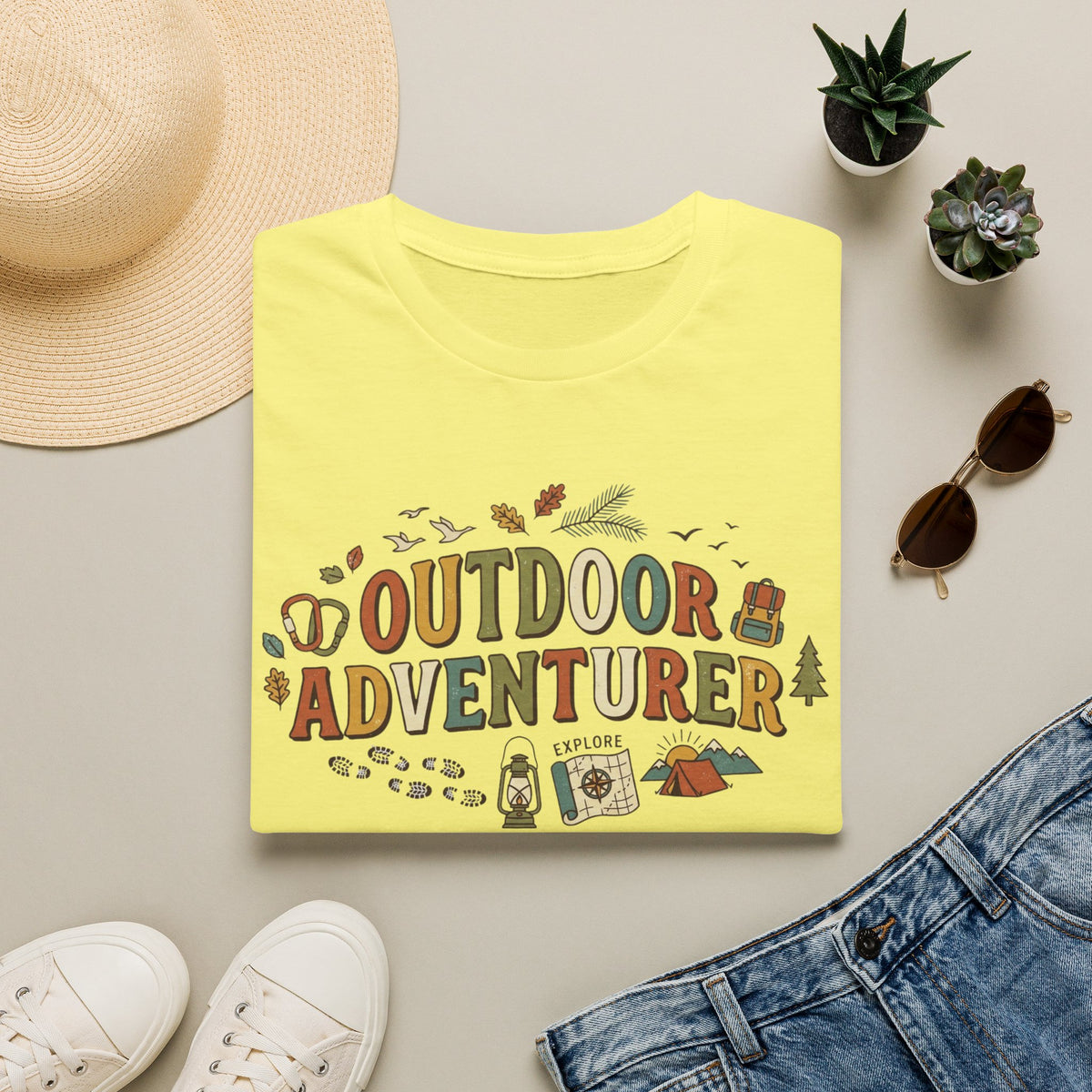 "Outdoor Adventurer" T‑Shirt Camping, Hiking & Exploration Graphic Tee Shirt