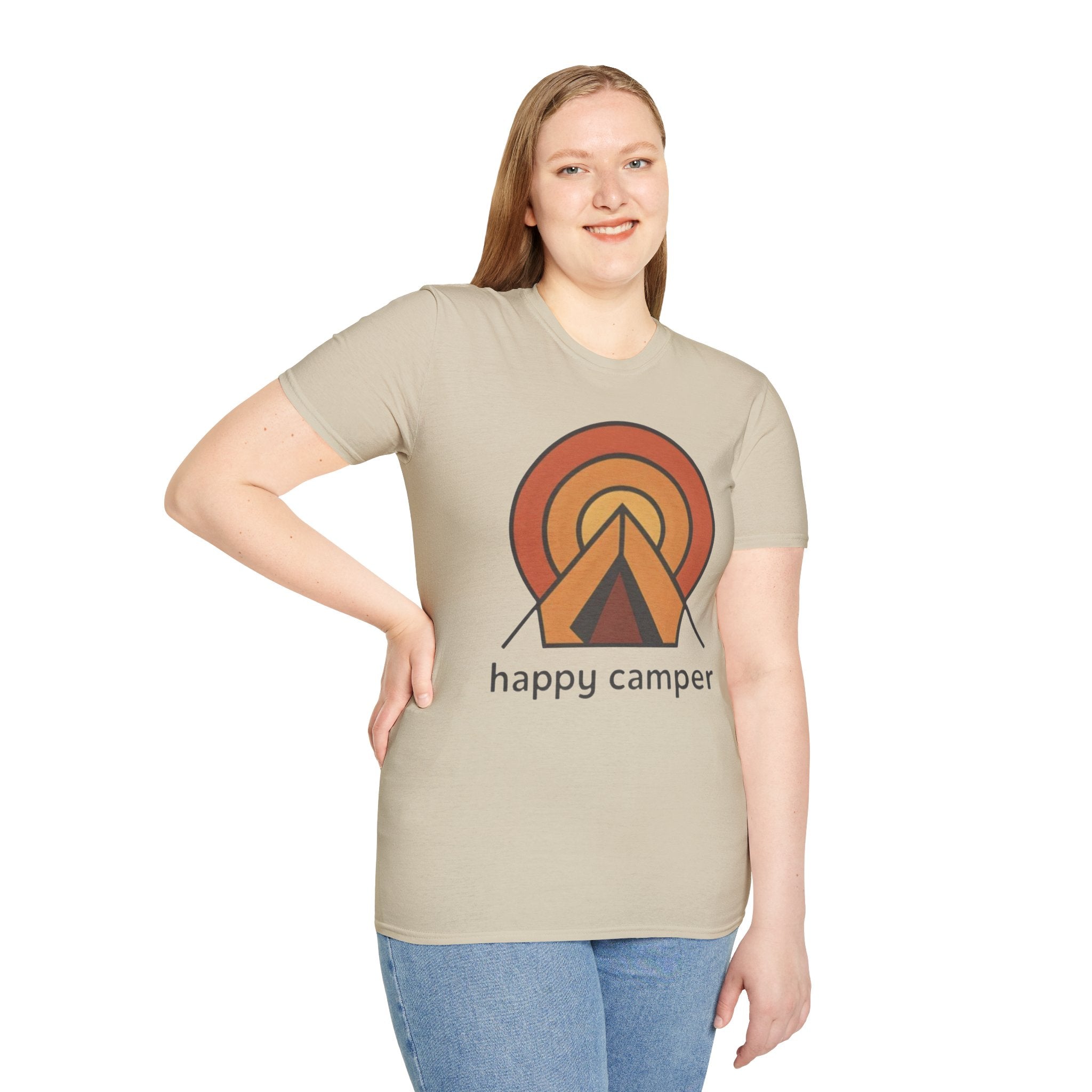 Happy Camper Retro Sunset Camping T-Shirt