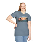 Outdoor T-Shirt — "Seeking Simple Treasures" Sunset Hiker Graphic