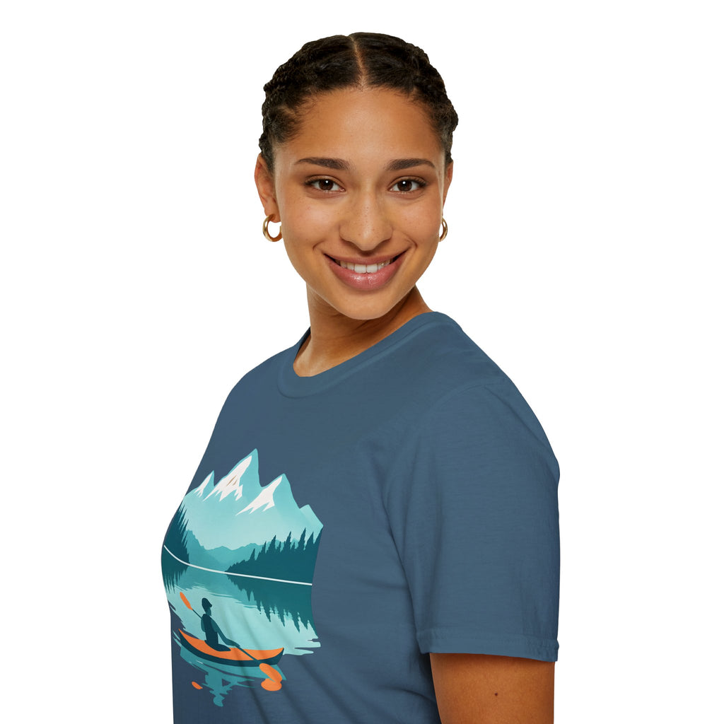 Kayaker on Serene Mountain Lake T-Shirt