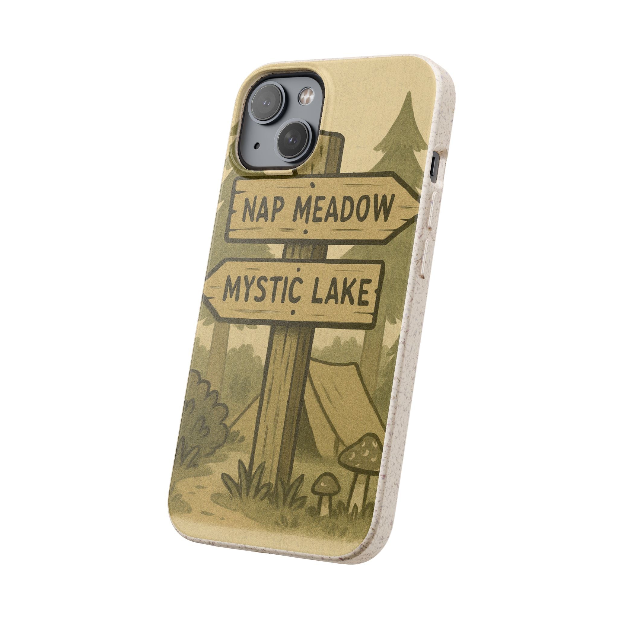 Biodegradable Phone Case — 'Nap Meadow' Mystic Lake Camping Design