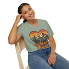 "Wild at Heart" Mountain Heart Retro Sunset Nature Tee Shirt