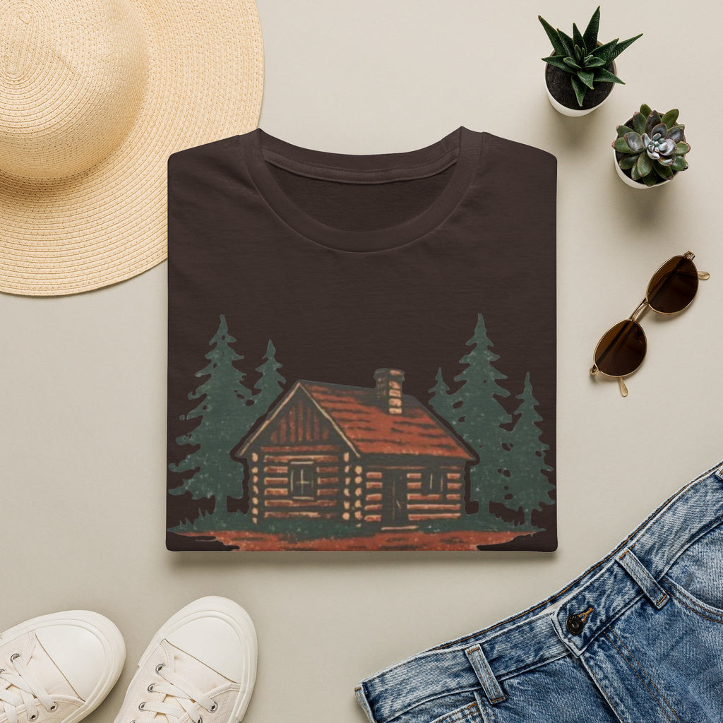 Vintage Cozy Cabin T-Shirt — Faded Pine Tree Cabin Tee