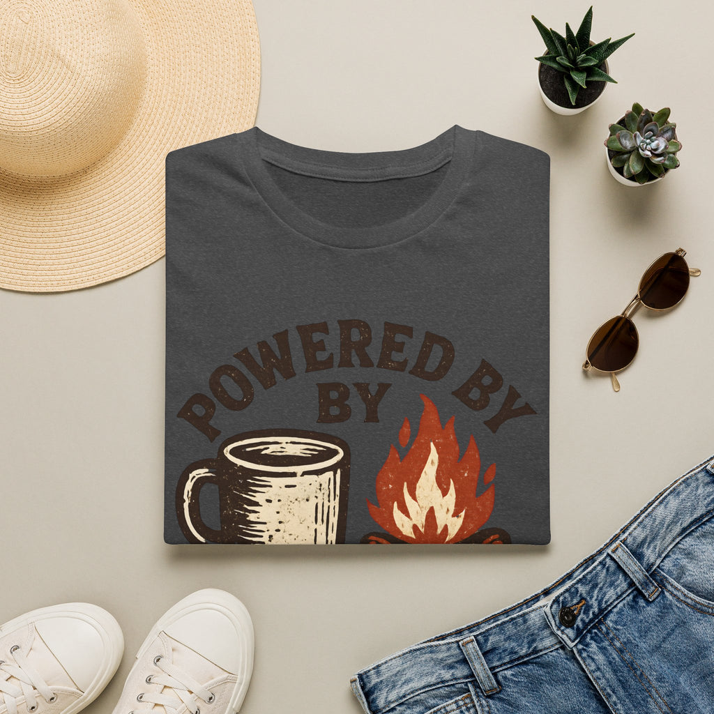 Powered By Coffee And Campfires Vintage Camping T-Shirt