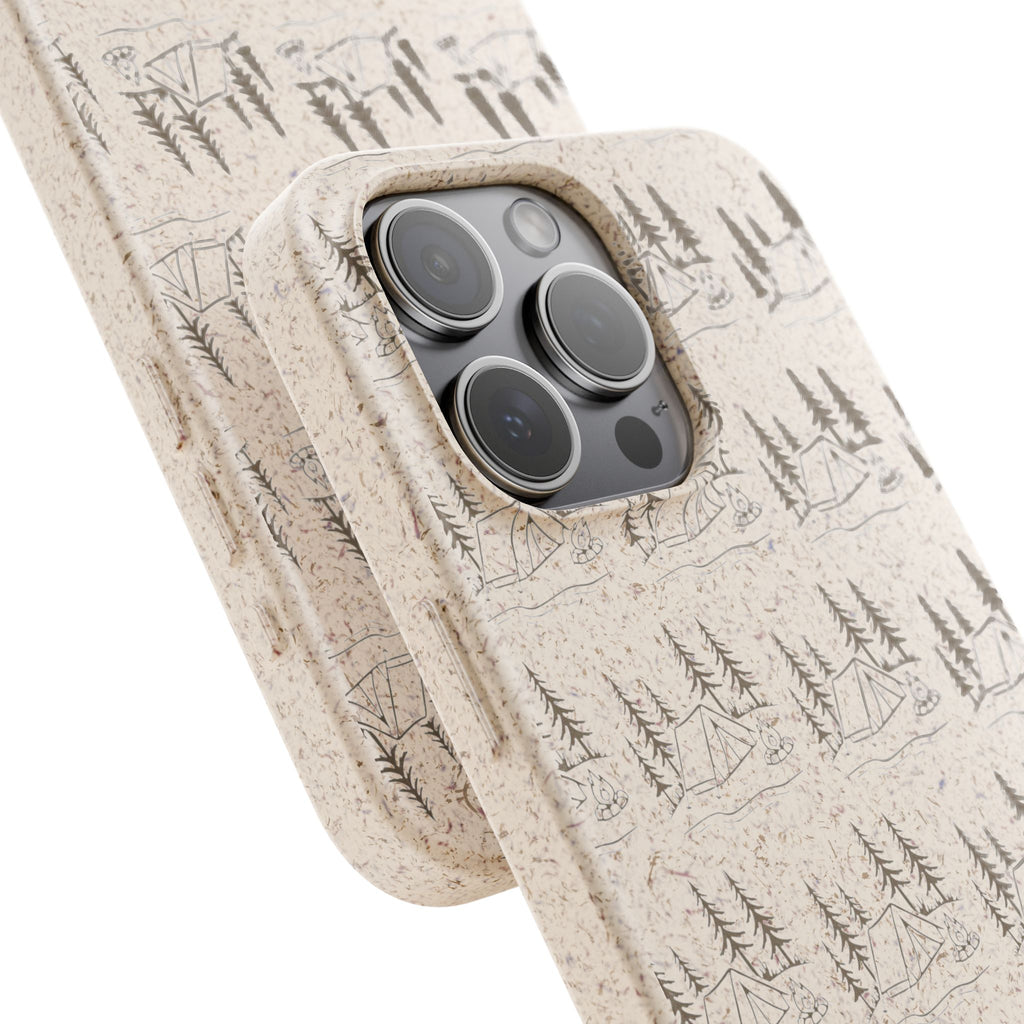 Biodegradable Phone Case — Eco-Friendly Forest Sketch Pattern