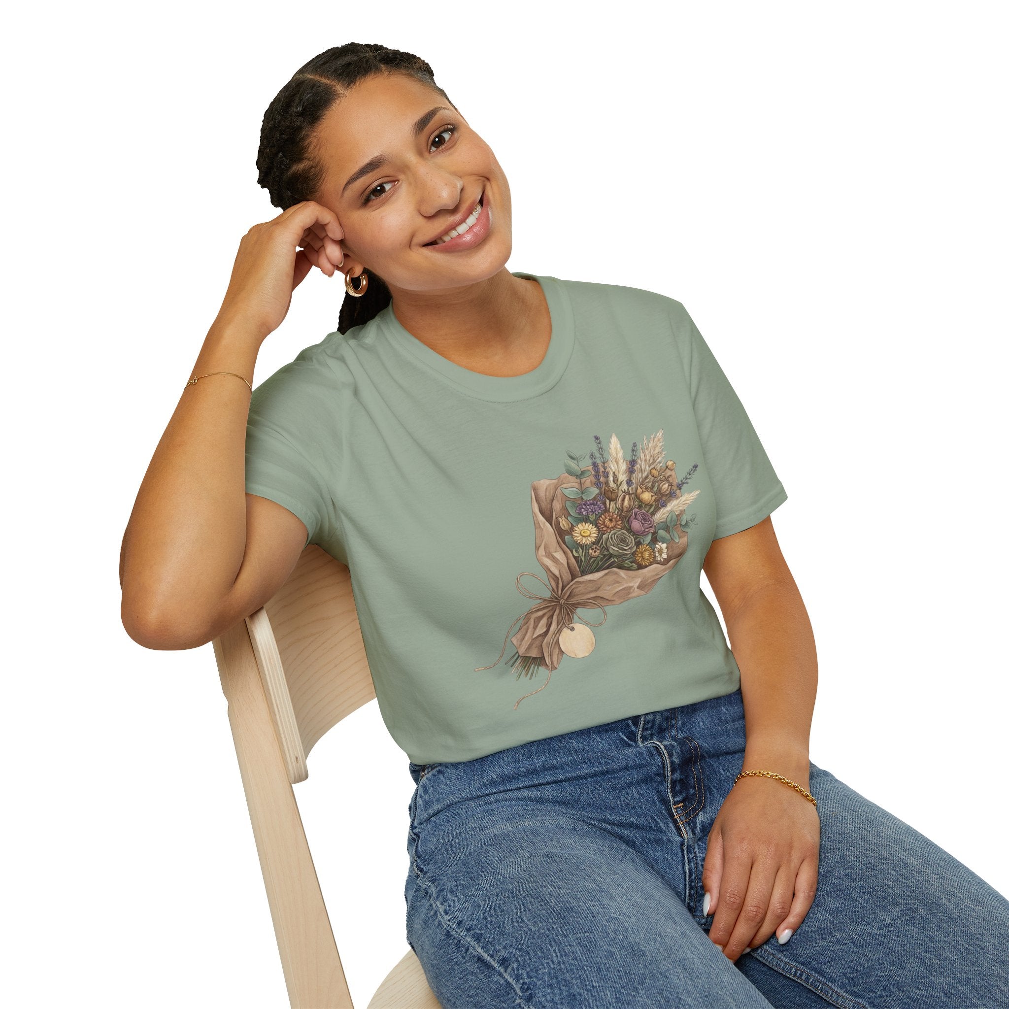 Floral Bouquet Graphic T-Shirt — Rustic Wildflower Bouquet Tee