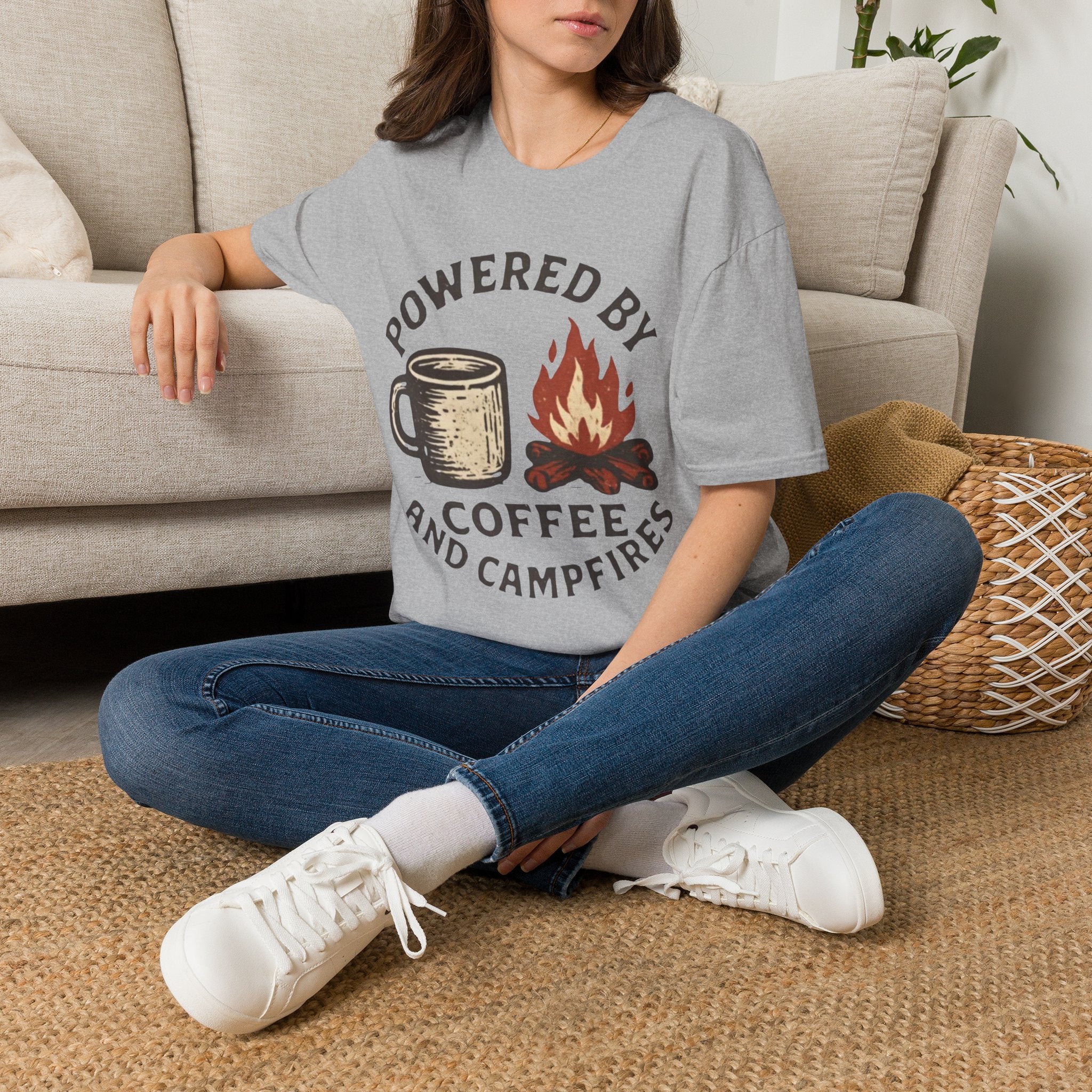 Powered By Coffee And Campfires Vintage Camping T-Shirt