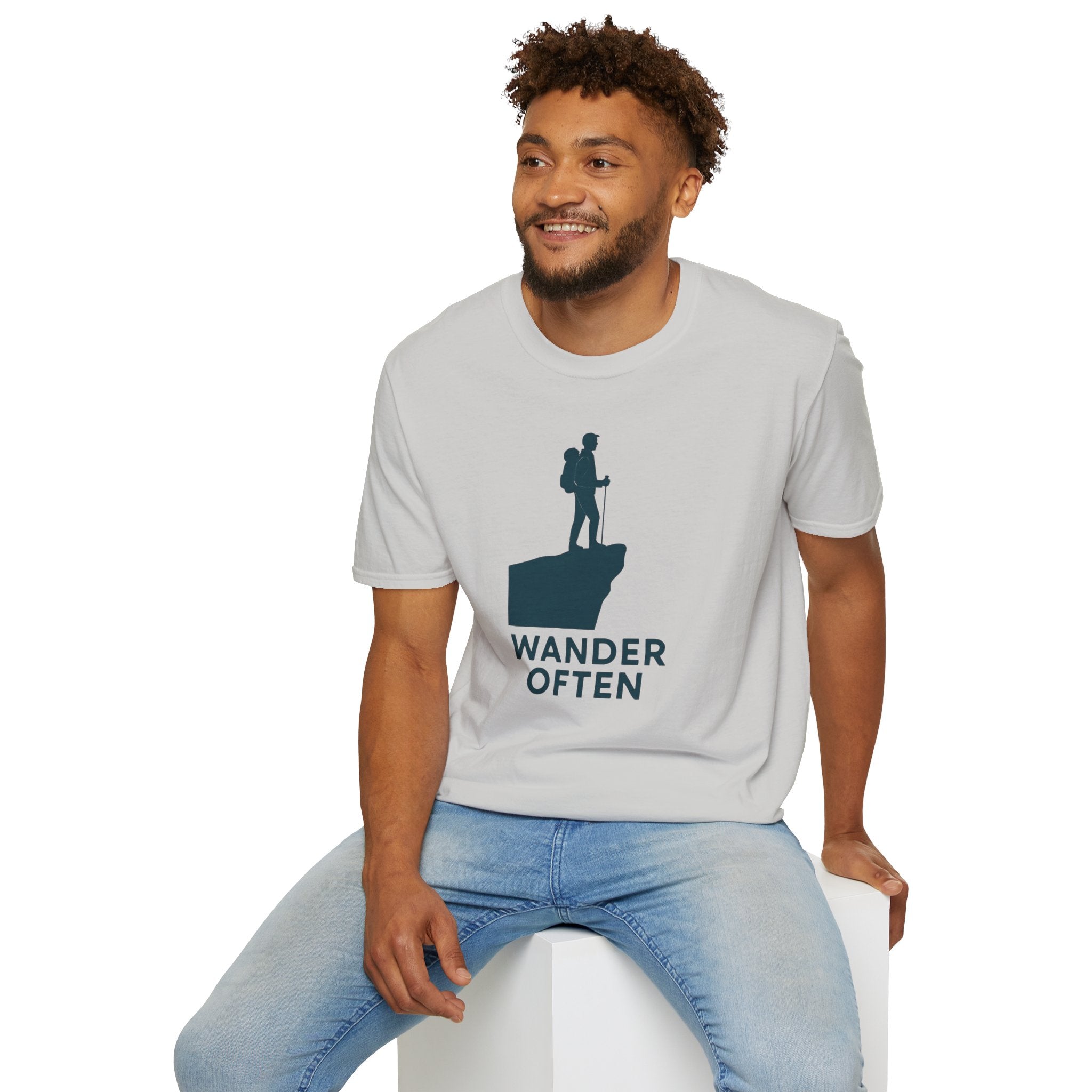"Wander Often" Hiker on Cliff T-Shirt