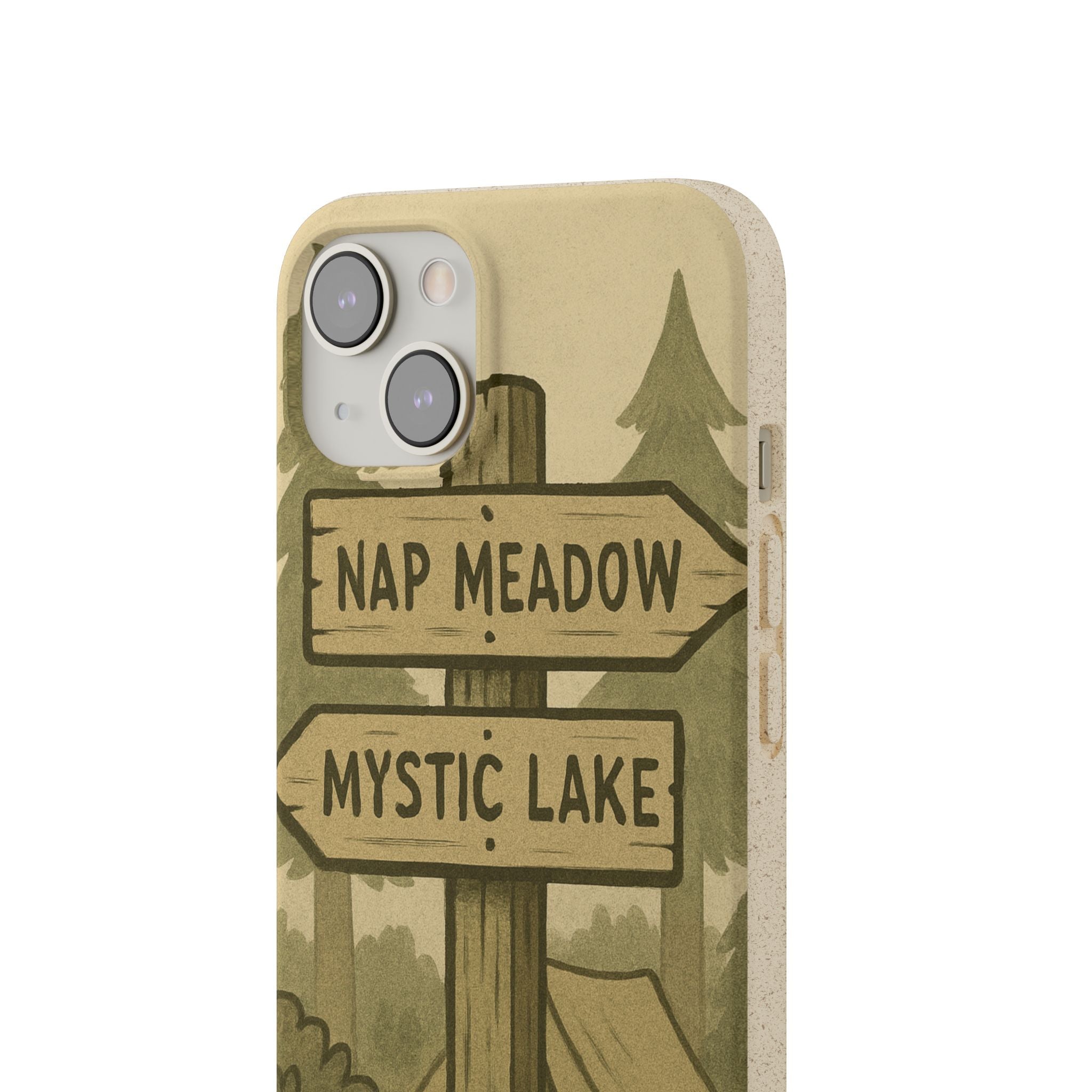 Biodegradable Phone Case — 'Nap Meadow' Mystic Lake Camping Design