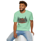 Vintage Cozy Cabin T-Shirt — Faded Pine Tree Cabin Tee
