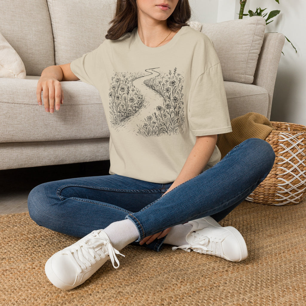 Winding Path Through The Meadow Floral T-Shirt