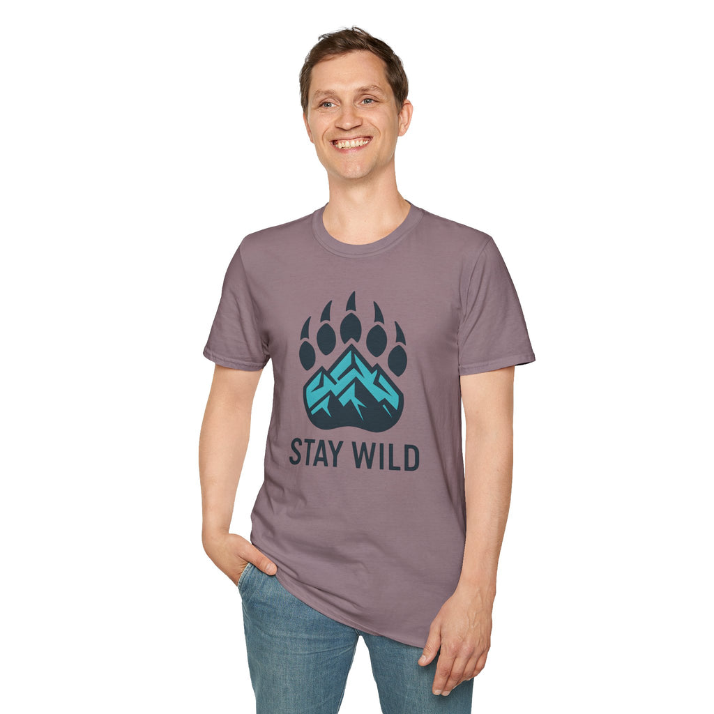 "Stay Wild" Bear Footprint Mountain Emblem T-Shirt