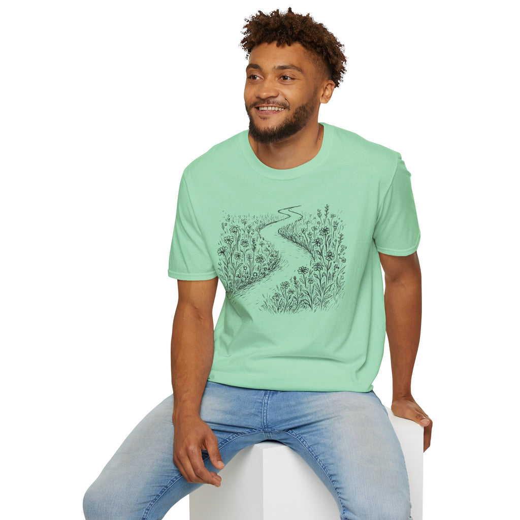 Winding Path Through The Meadow Floral T-Shirt