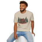 Vintage Cozy Cabin T-Shirt — Faded Pine Tree Cabin Tee