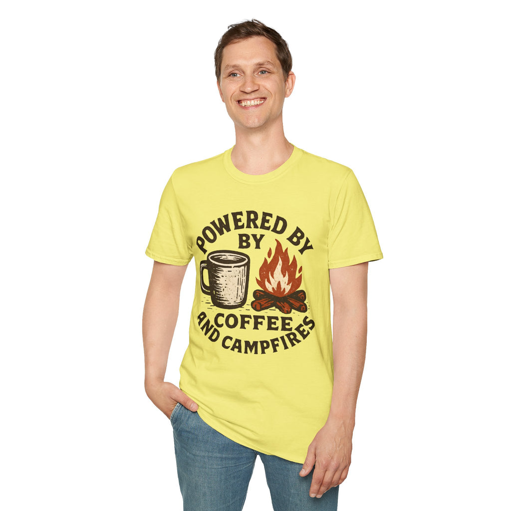 Powered By Coffee And Campfires Vintage Camping T-Shirt
