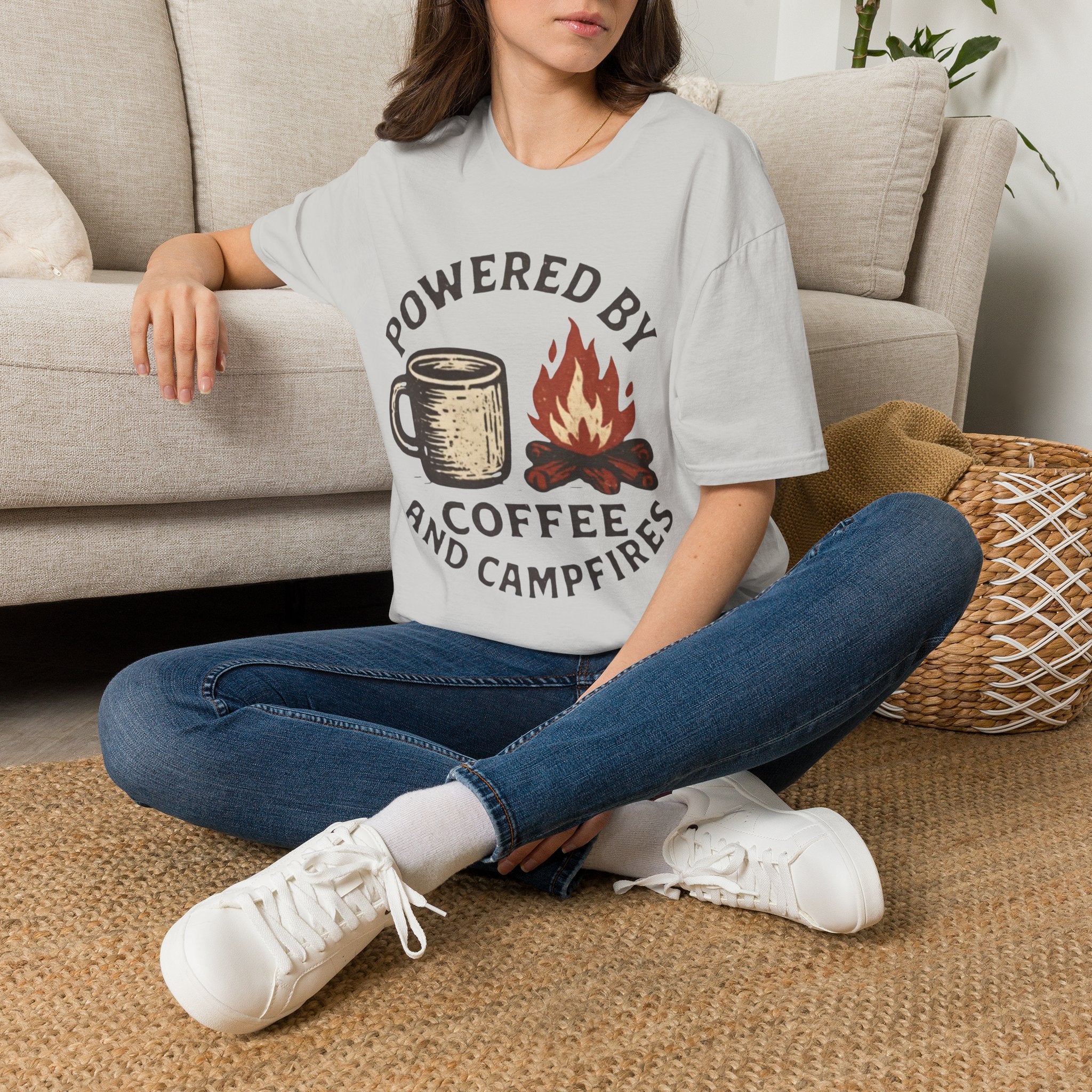 Powered By Coffee And Campfires Vintage Camping T-Shirt