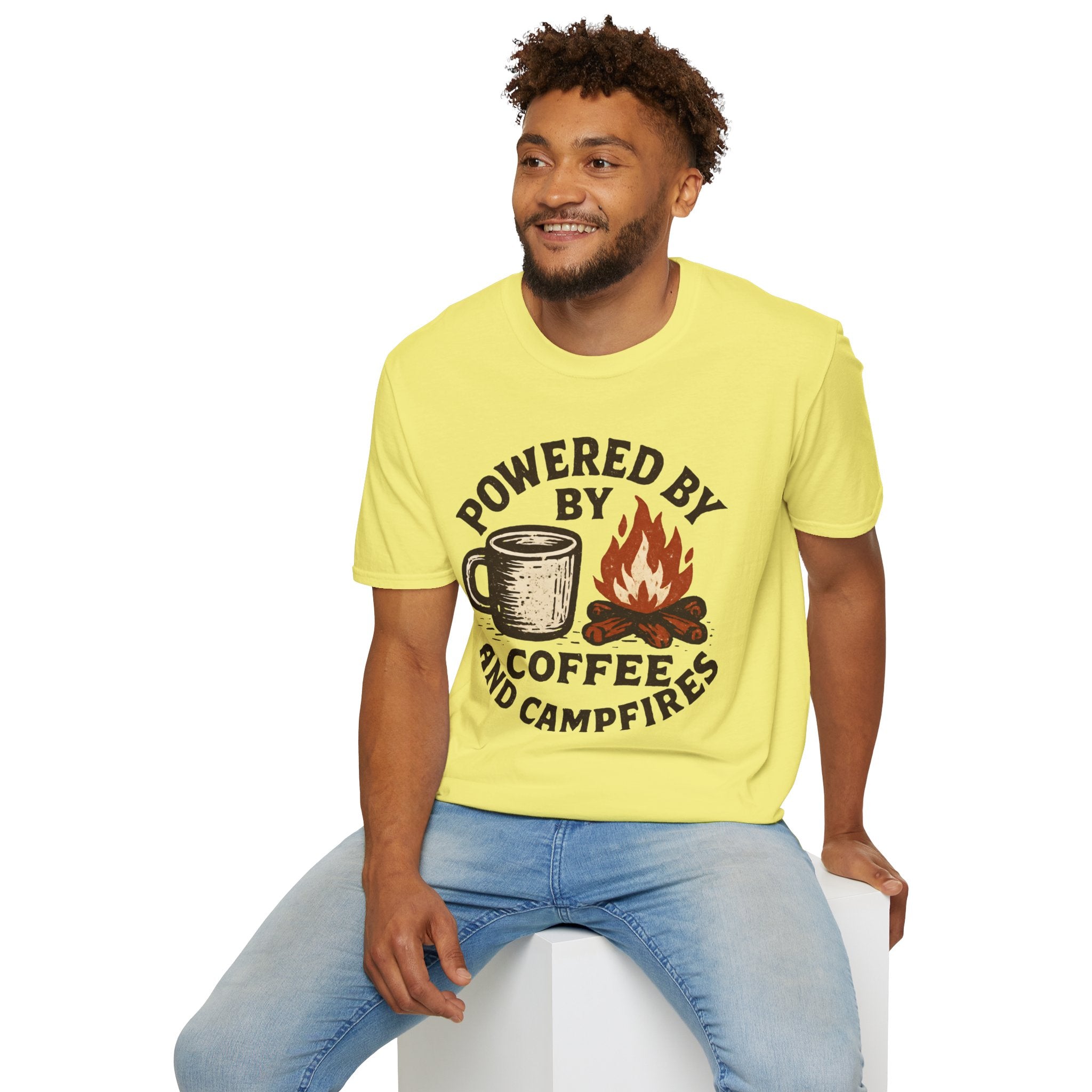 Powered By Coffee And Campfires Vintage Camping T-Shirt