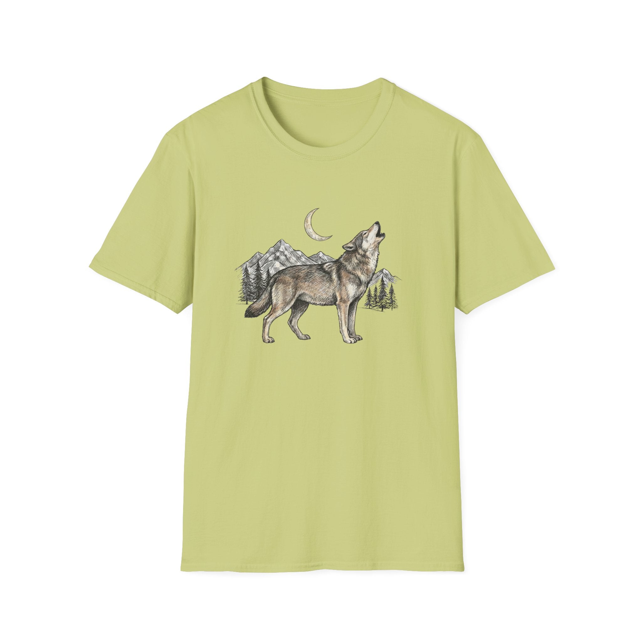 Wolf Howl T-Shirt — Moonlit Mountain Wildlife Tee