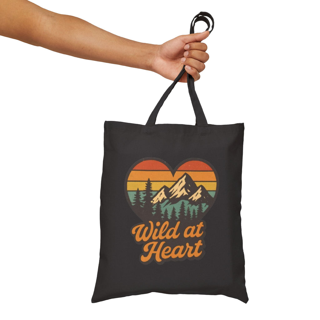 Wild at Heart Canvas Tote — Retro Mountain Heart Eco Shopper