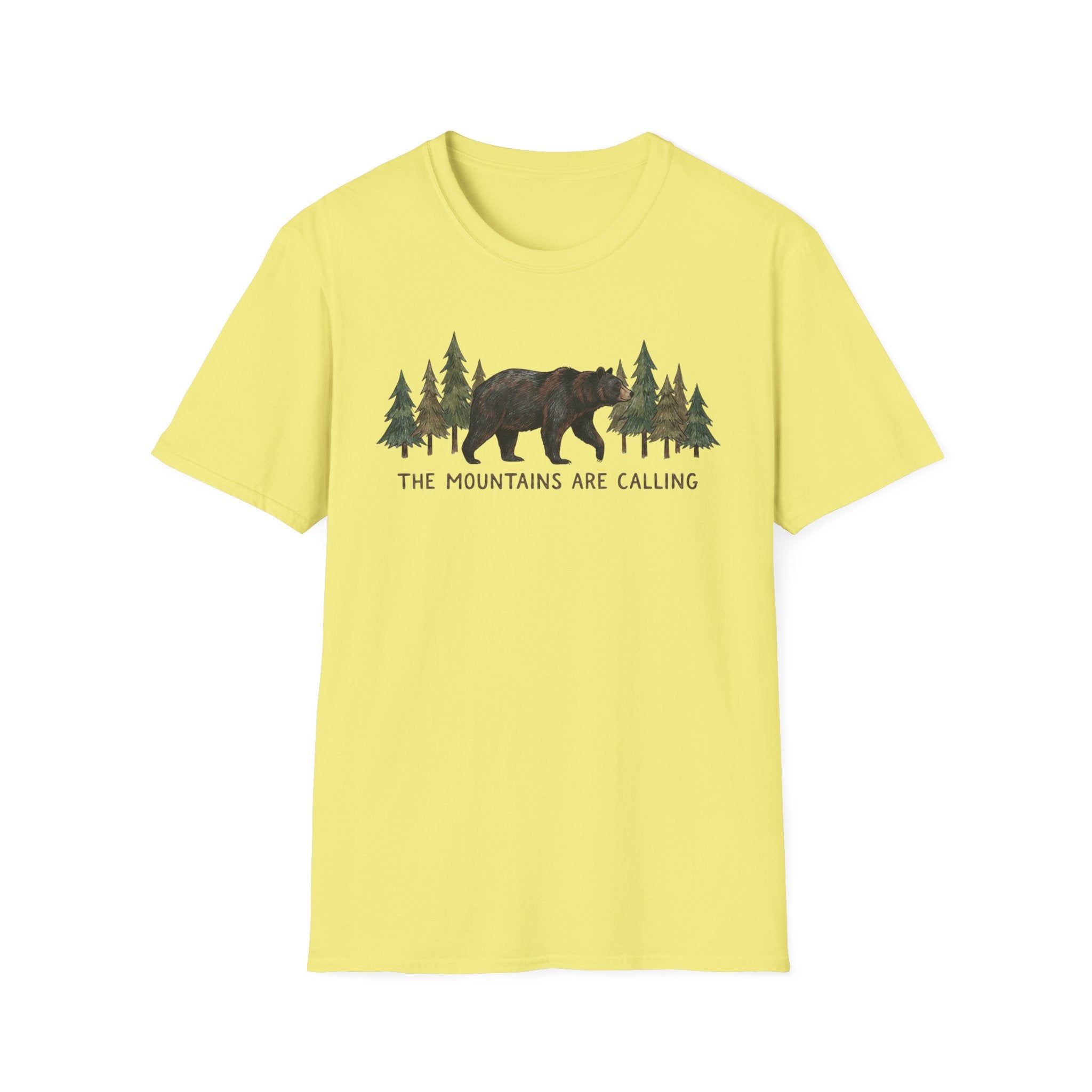 "The Mountains Are Calling" Bear and Pines T-Shirt — Outdoor Graphic Tee