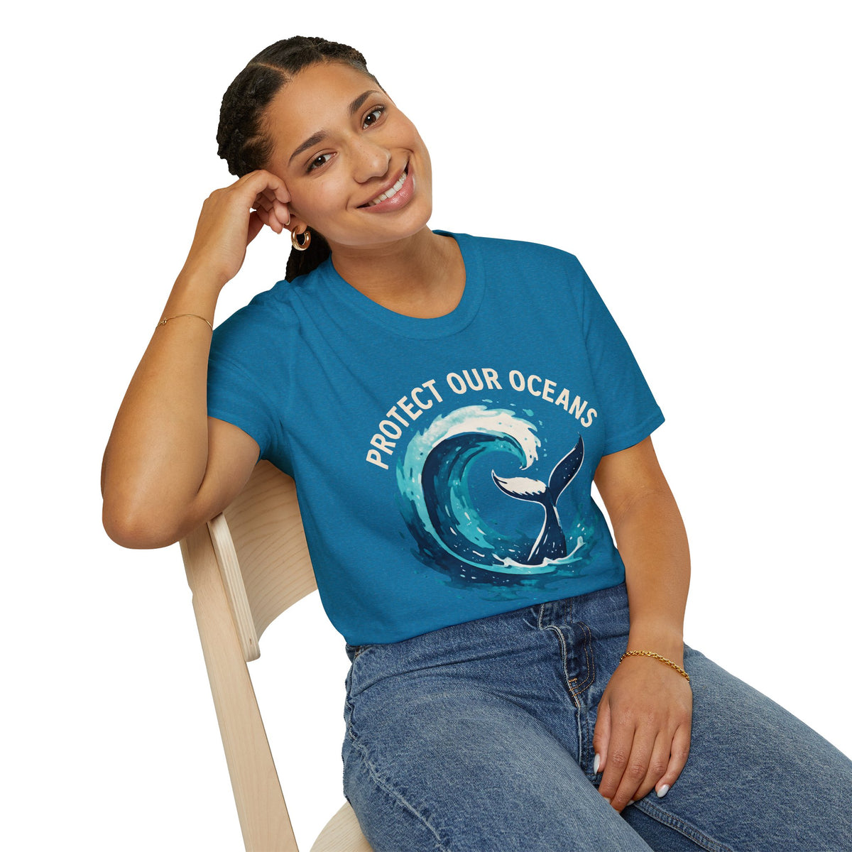 "Protect Our Oceans" Wave Whale Conservation T-Shirt