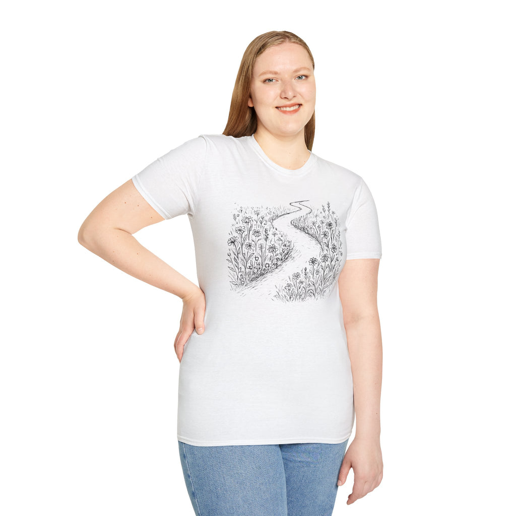 Winding Path Through The Meadow Floral T-Shirt