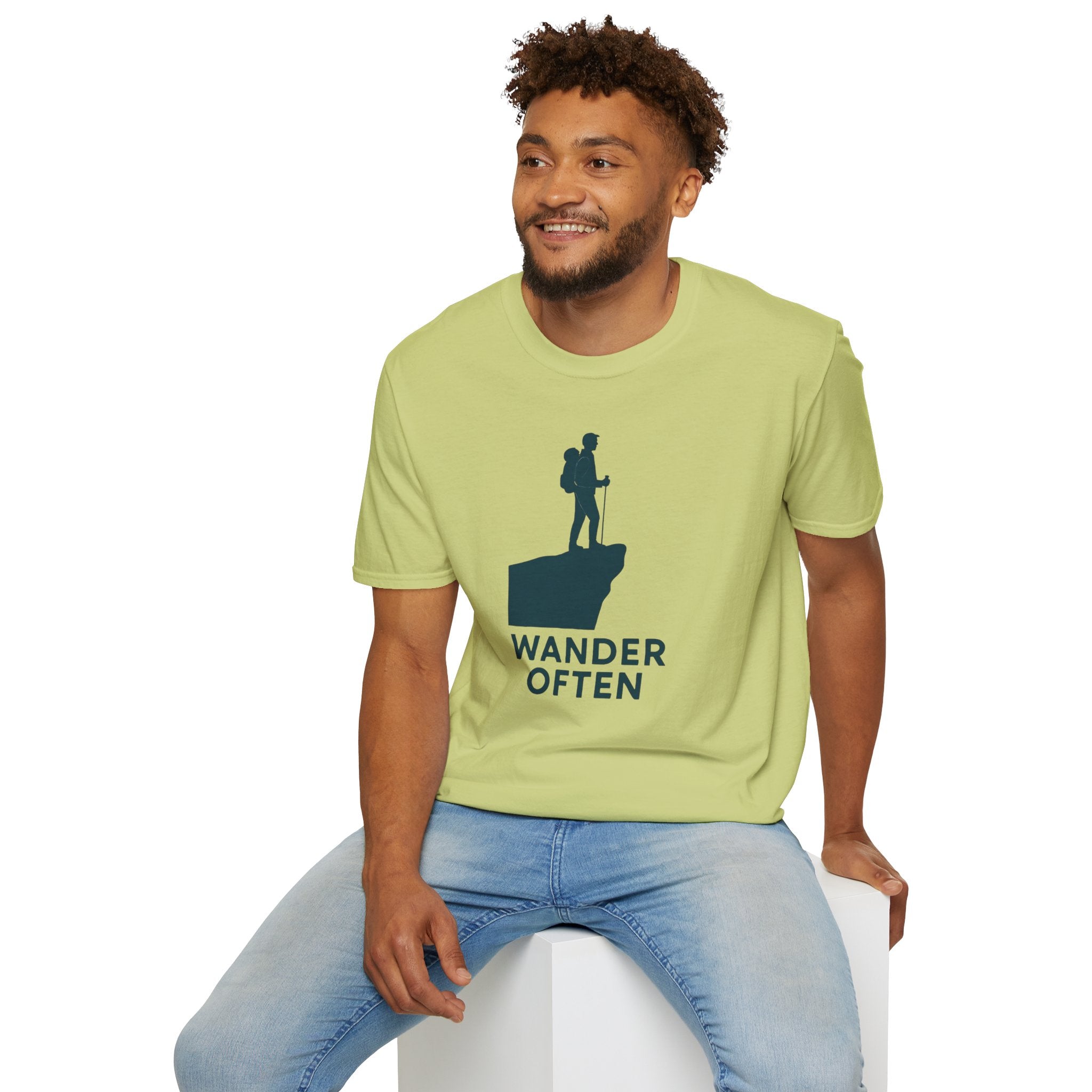"Wander Often" Hiker on Cliff T-Shirt