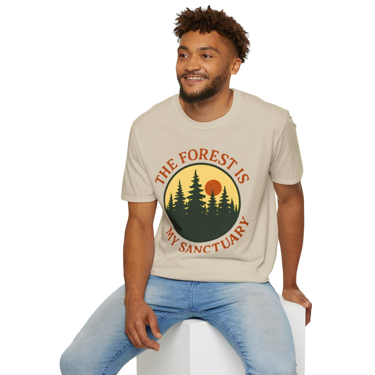 "The Forest Is My Sanctuary" Pines Sunset Graphic Tee Shirt