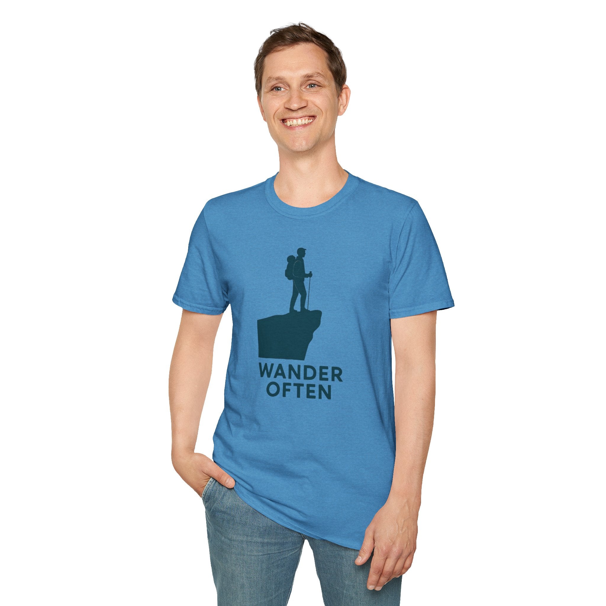 "Wander Often" Hiker on Cliff T-Shirt