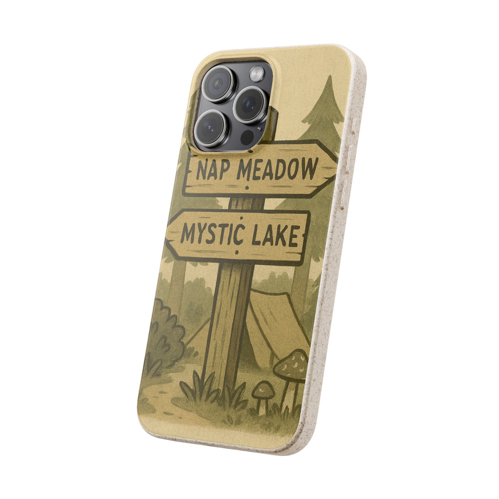 Biodegradable Phone Case — 'Nap Meadow' Mystic Lake Camping Design