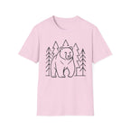 Bear & Pines T-Shirt — Minimal Line Drawing Woodland Tee