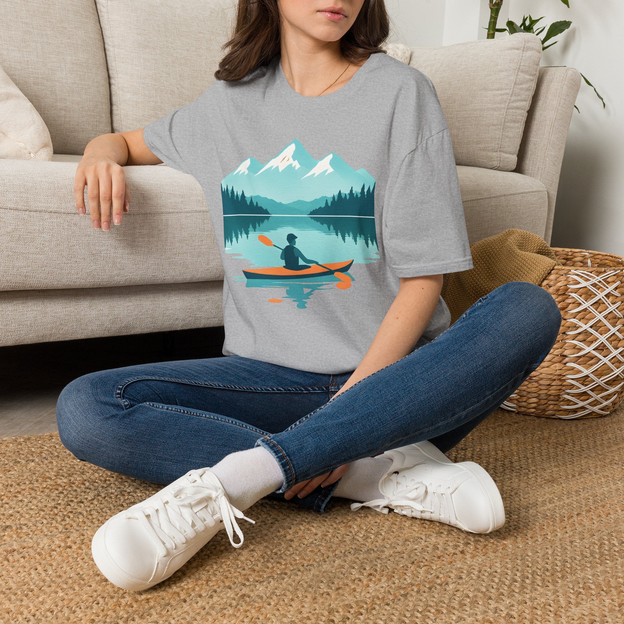 Kayaker on Serene Mountain Lake T-Shirt