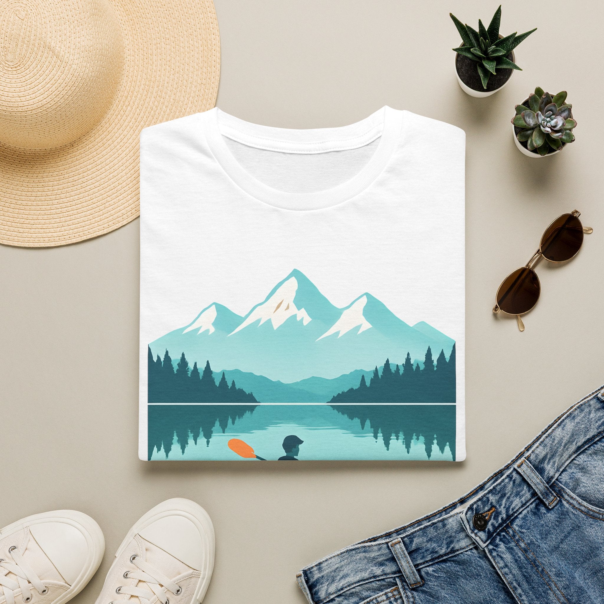 Kayaker on Serene Mountain Lake T-Shirt