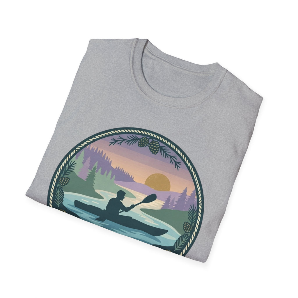 Kayak Sunset T‑Shirt — "Drift Into The Quiet Places" Outdoor Relaxation Tee