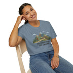 Campground Scenic T-Shirt — Minimalist Tent & Campfire Graphic